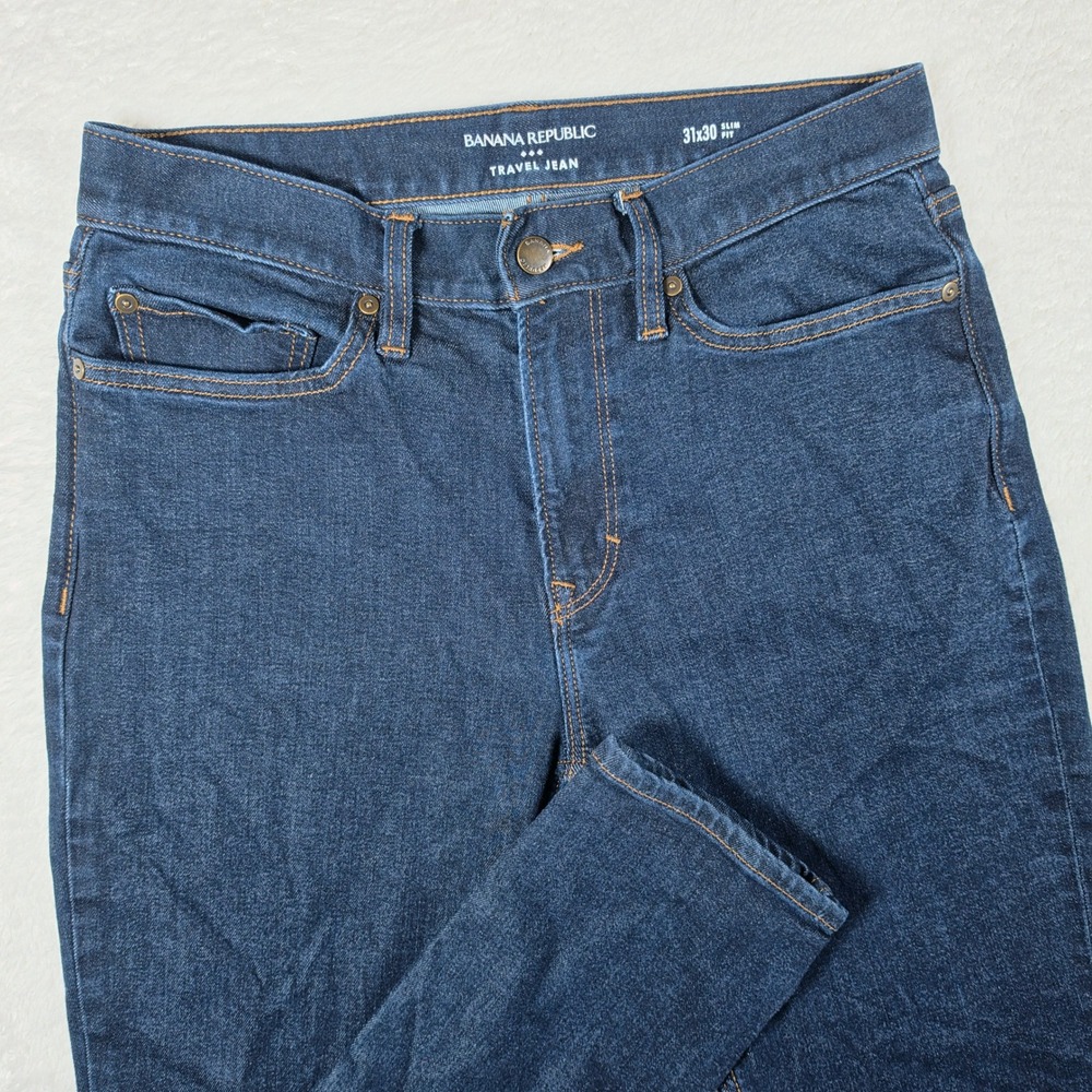 Banana Republic Travel Jean Mens 31x30 Blue Stretch Slim Fit 886626-00